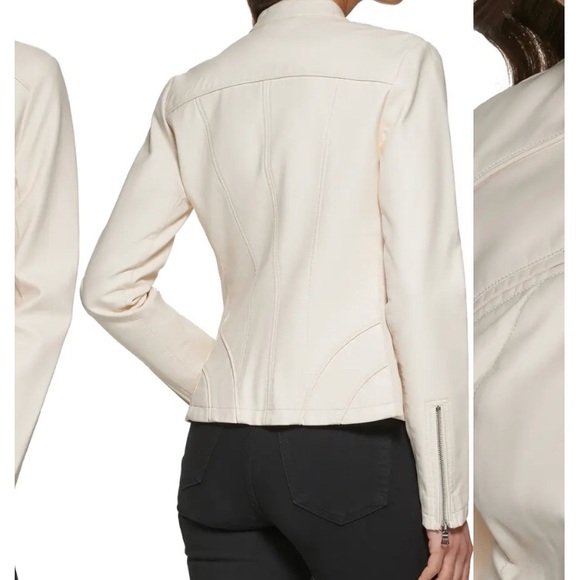 Guess Faux Leather Racer Jacket Size L NWT - Picture 2 of 11